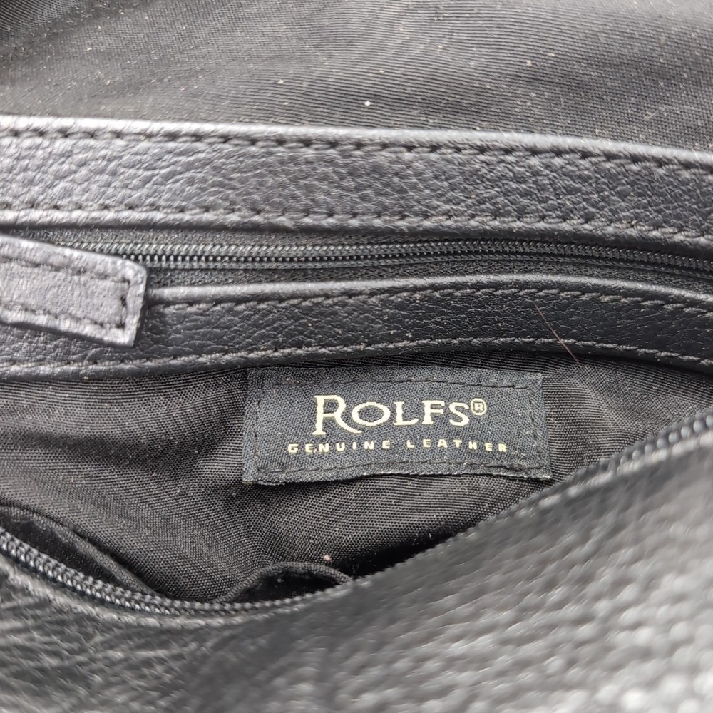 Rolfs Black Cowhide Leather Studded Hobo Shoulder Bag Gold Hardware - Picture 9 of 13